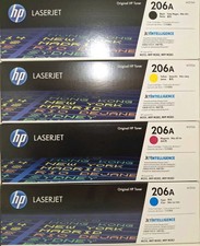 4 EMPTY TONER VIRGIN CARTRIDGE LOT Genuine HP 206A Black Yellow Magenta & Cyan picture