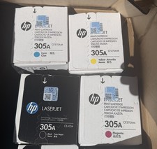 Genuine HP 305A Toner Set - Black, Yellow, Cyan, Magenta - New picture