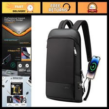 Slim Laptop Backpack for Men, Anti-Theft USB Charging, 15-15.6