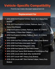  Front and Rear Brake Kit Fits for 2013-2015 Ford Explorer (Limited, Sport, XLT; picture