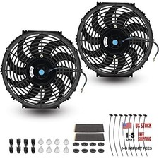 2PCS 12 Inch Universal Slim Push Pull Electric Radiator Cooling 12 inch Black picture