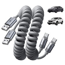 LISEN Coiled USB C Cable, Durable Short A to C Cable 4FT, Space Gray  picture