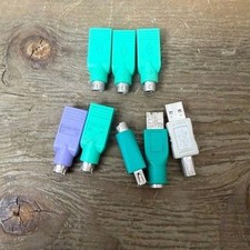 Mixed Lot Computer Adapters PS/2 to USB Keyboard Mouse Laptop Power Tips 18pc picture