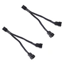 All Black Sleeved PWM Fan Splitter Cable 1 to 2 Converter, 2 Pack picture