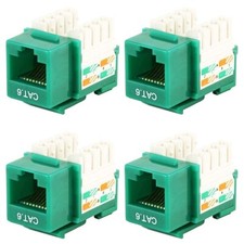 4 Pcs Cat5E RJ45 Network LAN Ethernet Keystone Jack 110 Punch Down 8P8C Green picture