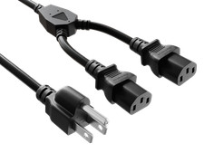 10ft NEMA 5-15P to Dual C13 Universal Power Cord Splitter Cable, 18 AWG, 10A/... picture
