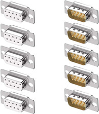 10PCS Gold Plated Joints DB9 RS232 D-SUB Serial Solder Cup Connectors | 5 Male picture