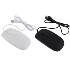 Ultra Thin Wired USB Optical Mouse 1200DPI Computer Laptop PC Black White picture