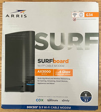 ARRIS SURFboard G34 DOCSIS 3.1 Wi‑Fi 6 AX3000 Cable Modem Router Black NIB picture