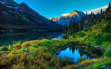 Landscape nature mountains river glacier national park Custom Gaming Mat Desk picture