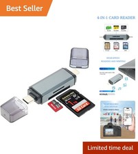 2-in-1 USB C and Lightning SD Card Reader for iPhone & iPad - Plug & Play picture