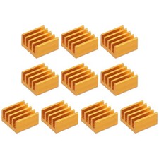 10 Pcs Heatsink 9x9x5mm Aluminum Heat Sink with Thermal Blue Sticker Gold picture