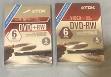 TDK DVD +RW 5 Pack @ DVD-RW Set of 2 Packs New Sealed picture