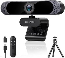 Cámara web 4K para PC, zoom automático, control remoto con micrófono, negro NEW picture