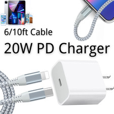 PD 20W Fast Charger Block Braided USB-C Cable For iPhone 14 13 12 11 ProMax iPad picture