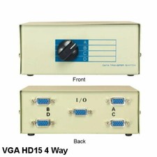 Kentek 4-Way HD15 VGA Manual Data Switch Box Dial HD-15 Pin Display Monitor picture