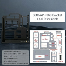SOCOOLAR  Black Open Air ATX PC Case with 360 Radiator Bracket PCIe 4.0 Riser picture