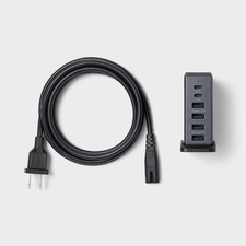 Heyday 6-Port Charging Hub USB-C & USB-A Tower Black Saffiano NEW – 64W Power picture