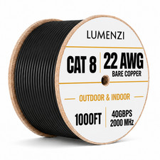 Cat8 22 AWG, SFTP, 100% Bare Copper, Round Ethernet Cable Bulk 500ft 1000ft picture