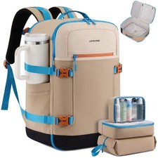 LOVEVOOK 40L Travel Backpack for Large-40L-4Pcs, Light Khaki - - Black picture