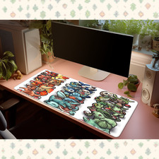 Pokemon Starter Collage Desk Mat Mouse Pad Fire Water Grass Anime Gaming picture