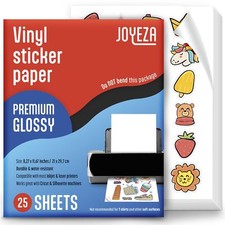 JOYEZA Premium Printable Vinyl Sticker Paper for Inkjet Printer - 25 Sheets G... picture