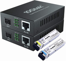 2 Gigabit Ethernet Media Converters with a Pair Bidi SFP LX Modules picture