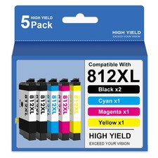 5-PK 812XL Ink Cartridges For Epson WorkForce WF-7840 WF-7820 WF-7310 EC-C7000 picture