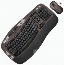 Logitech MK550 Comfort Wave K350 Brown Wireless Ergonomic Keyboard M510 Mouse picture