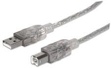 Manhattan A Male/B Male, 1.8m (6 Feet) Translucent Silver Hi-Speed USB Device Ca picture
