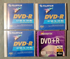 DVD-R 4.7 GB, 3 Fujifilm + 1 Memorex RW Discs, Brand New picture