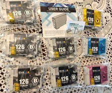 EZINK T126  Eight(8) INK CARTRIDGES For Use With EPSON And WORKFORCE Printers picture