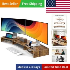 Dual Monitor Stand Riser- 3 Shelf Screen Stand with Adjustable Length and Ang... picture