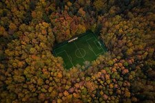 Landscape aerial view nature soccer field pitches fall Custom Gaming Mat Desk picture