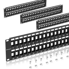48 Port Blank Keystone Patch Panel with Snap-in Design (4 Pack), Cat6 Network... picture