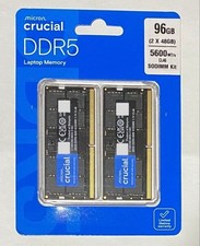 Crucial DDR5 5600 SODIMM 96GB Kit 48GBx2 Laptop CT2K48G56C46S5 Unopen picture