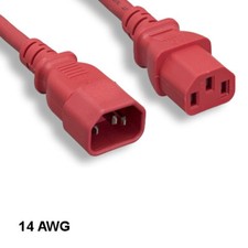 10PCS Red 3' Heavy Duty Power Extension Cord IEC60320 C13 to C14 14AWG 15A/250V picture