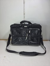 U.S. Luggage New York, Black Leather Expandable Briefcase/ Laptop Bag   TD51D picture