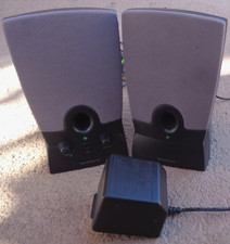HARMAN KARDON HK-195 COMPUTER STEREO SPEAKER SYSTEM W/POWER ADAPTER TESTED WORKS picture
