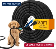 30ft Wire Loom Automotive, 1/2in Cord Protectors from Pets no Chew, Black picture