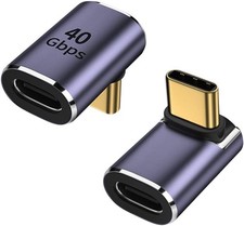 AuviPal 90 Degree Right Angle USB C Male to USB C Female Adapter Up and D 2 Pack picture