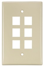 (2-PACK) Leviton 41080-6WP IVORY 6 Port Keystone Wall Plate. NIB. picture