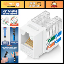 90° RJ45 Cat6 Keystone Jacks 50-Pack Slim Profile White | Easy Termination Tool picture