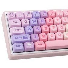 PBT Keycaps 136 Keys MOA Cute Gradient Cat Mechanical Keyboard Custom Keys Cap picture
