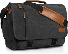 Messenger Bag 17-17.3 Inch, Men's Computer Satchel Water-resistant Canvas, Dark picture