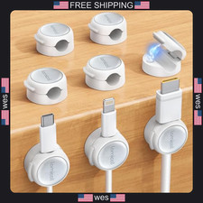 Lamicall 8 Pack Magnetic Cable Clips Cord Organizer Silver Shine picture