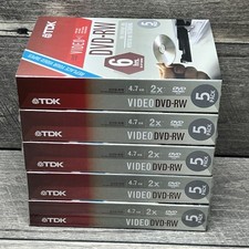 Lot of 5 TDK DVD-RW 2X 4.7GB 5 Pack Rewriteable DVD - NEW picture