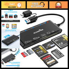 7-in-1 Multi Card Reader USB 3.0 & USB-C for SD Micro SD CF MS xD Cards, Fast Da picture