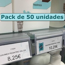 Set of 50 Price Card Holders for Glass Shelf. Price Cards of 30x65 mm. Transp... picture