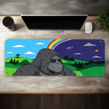 1pc Large-sized Esports Gaming Mouse Pad, Featuring a Cartoon Gorilla Rainbow picture